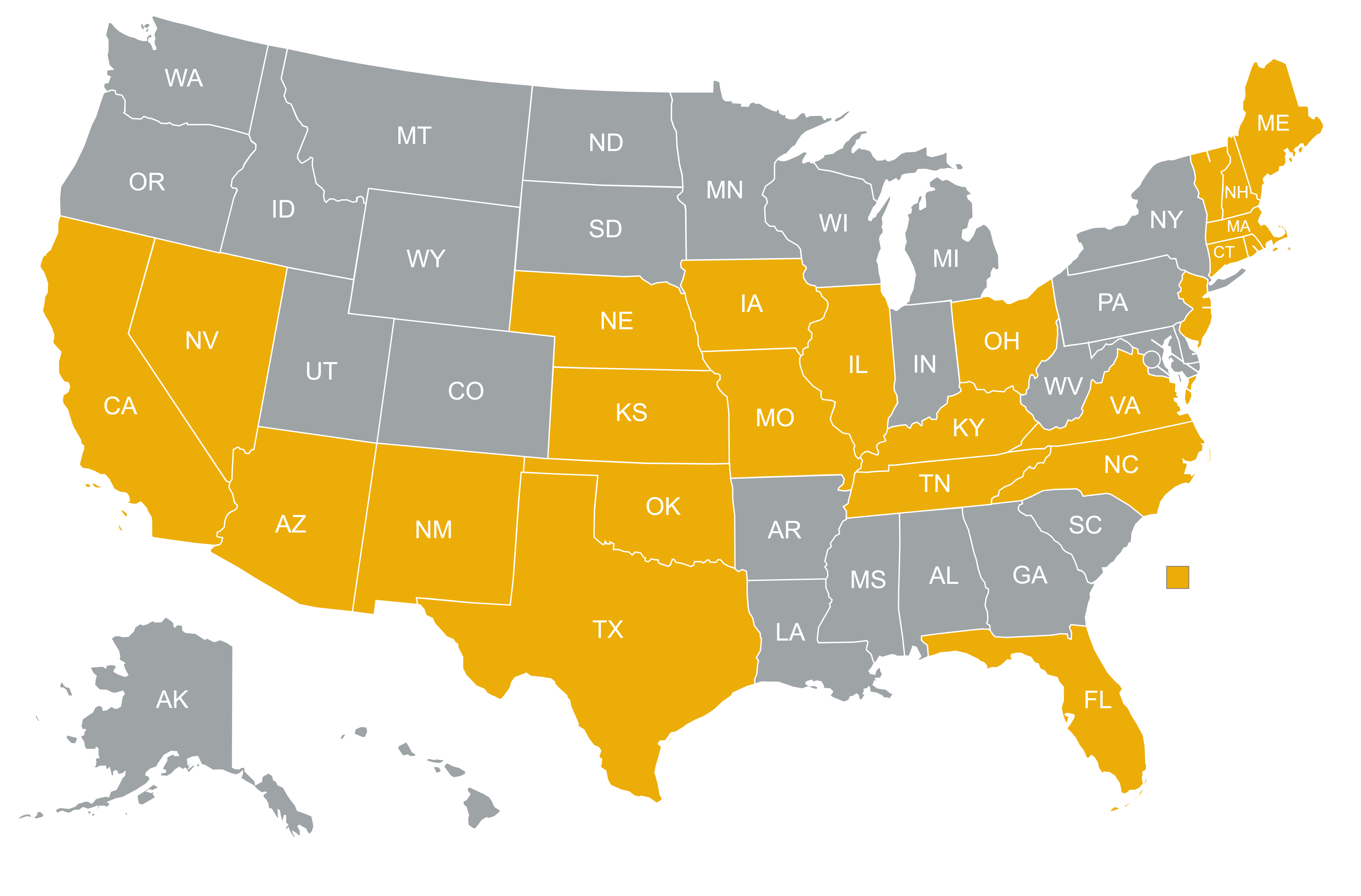 Map of Bright Future solar energy service coverage